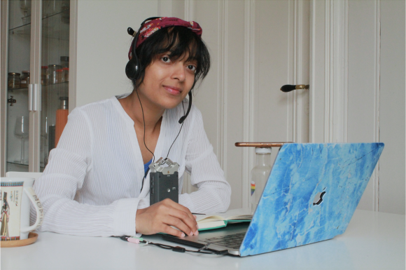 "I remember staying cooped up and stressing out, indulging in revamping my space, creating a workplace and a nook for the podcast in my apartment"